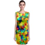 Colorful watercolors texture                                    Sleeveless Velvet Midi Dress