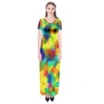 Colorful watercolors texture                               Short Sleeve Maxi Dress