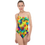 Colorful watercolors texture                                   Classic One Shoulder Swimsuit