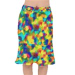 Colorful watercolors texture                                        Short Mermaid Skirt