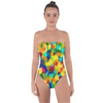 Colorful watercolors texture                                   Tie Back One Piece Swimsuit