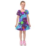 Paint spots texture                                             Kids  Short Sleeve Velvet Dress