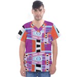 Mirrored distorted shapes                                     Men s V-Neck Scrub Top