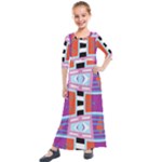 Mirrored distorted shapes                                   Kids  Quarter Sleeve Maxi Dress