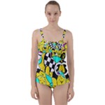 Shapes on a yellow background                                   Twist Front Tankini Set