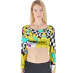 Shapes on a yellow background                                         Long Sleeve Crop Top