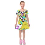 Shapes on a yellow background                                             Kids  Short Sleeve Velvet Dress