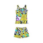 Shapes on a yellow background                                   Kid s Boyleg Swimsuit