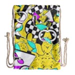 Shapes on a yellow background                                         Large Drawstring Bag