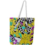 Shapes on a yellow background                                     Full Print Rope Handle Tote (Large)