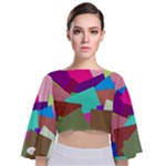 Colorful squares                                           Tie Back Butterfly Sleeve Chiffon Top