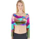 Colorful squares                                                  Long Sleeve Crop Top