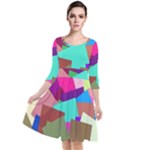 Colorful squares                                                    Quarter Sleeve Waist Band Dress
