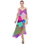 Colorful squares                                                    Maxi Chiffon Cover Up Dress
