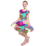 Colorful squares                                                      Kids  Short Sleeve Dress