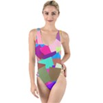 Colorful squares                                                High Leg Strappy Swimsuit