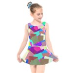 Colorful squares                                            Kids  Skater Dress Swimsuit