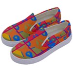 Colorful shapes in tiles                                             Kids  Canvas Slip Ons