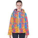 Colorful shapes in tiles                                                  Women s Hooded Puffer Jacket