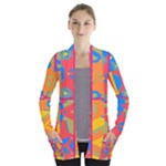 Colorful shapes in tiles                                             Women s Open Front Pockets Cardigan