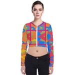Colorful shapes in tiles                                             Zip Up Bomber Jacket
