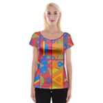 Colorful shapes in tiles                                                   Women s Cap Sleeve Top