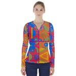 Colorful shapes in tiles                                                    V-Neck Long Sleeve Top