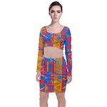 Colorful shapes in tiles                                                      Long Sleeve Crop Top & Bodycon Skirt Set