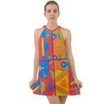 Colorful shapes in tiles                                                      Halter Tie Back Chiffon Dress