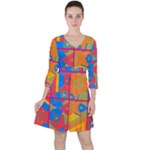 Colorful shapes in tiles                                              Quarter Sleeve Ruffle Waist Dress