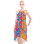 Colorful shapes in tiles                                                  High-Low Halter Chiffon Dress