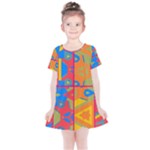 Colorful shapes in tiles                                                  Kids  Simple Cotton Dress
