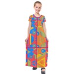 Colorful shapes in tiles                                                 Kids  Short Sleeve Maxi Dress