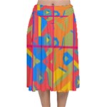 Colorful shapes in tiles                                                Velvet Flared Midi Skirt