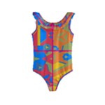Colorful shapes in tiles                                             Kids  Frill Swimsuit