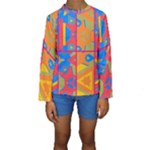 Colorful shapes in tiles                                                    Kid s Long Sleeve Swimwear