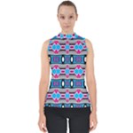 Blue pink shapes rows.jpg                                                       Mock Neck Shell Top