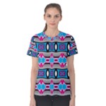 Blue pink shapes rows.jpg                                                       Women s Cotton Tee