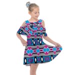 Blue pink shapes rows.jpg                                                    Kids  Shoulder Cutout Chiffon Dress