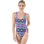 Blue pink shapes rows.jpg                                                     High Leg Strappy Swimsuit