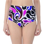 Retro Swirl Abstract Classic High-Waist Bikini Bottoms