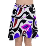 Retro Swirl Abstract Chiffon Wrap Front Skirt