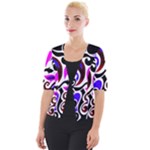 Retro Swirl Abstract Cropped Button Cardigan