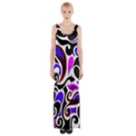 Retro Swirl Abstract Maxi Thigh Split Dress