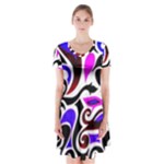 Retro Swirl Abstract Short Sleeve V-neck Flare Dress