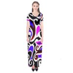 Retro Swirl Abstract Short Sleeve Maxi Dress