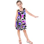 Retro Swirl Abstract Kids  Sleeveless Dress