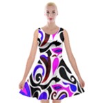 Retro Swirl Abstract Velvet Skater Dress