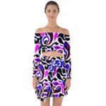 Retro Swirl Abstract Off Shoulder Top with Skirt Set