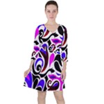 Retro Swirl Abstract Ruffle Dress